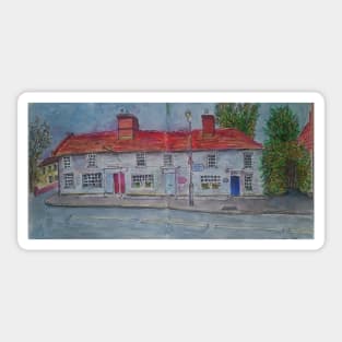 Watercolor Sketch - The Swan Cottages. Linton, Cambridgeshire, UK Sticker